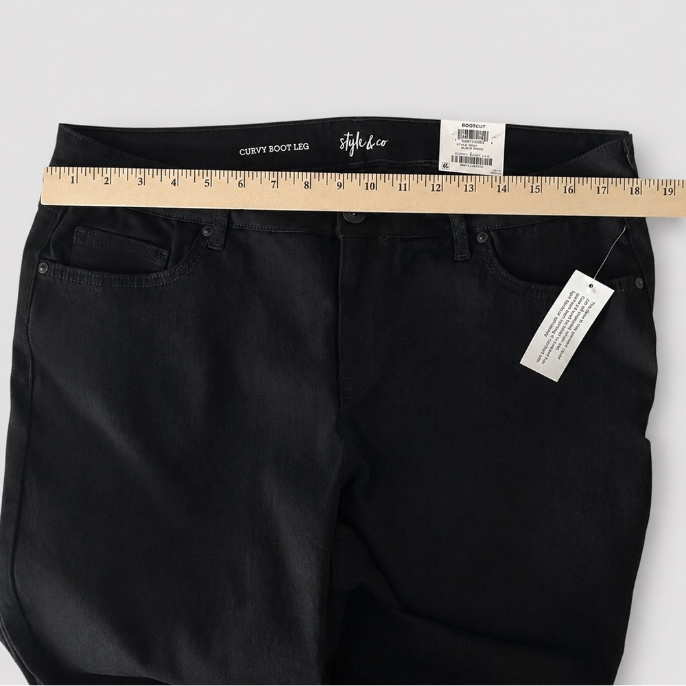 Style & Co Curvy Boot Leg Jeans Womens 16 Black Bootcut Stretch Denim Pants NWT - Picture 3 of 11